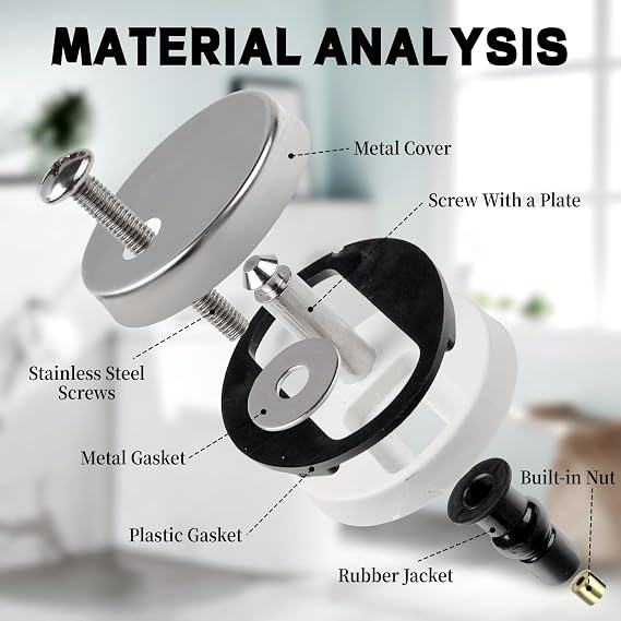4 Pack Quick Release Toilet Seat Fixings, Universal Toilet Seat Hinge Fittings Replacements, Toilet Seat Hinges for WC Toilet Blind Holes with 2 Pcs Screw Kit