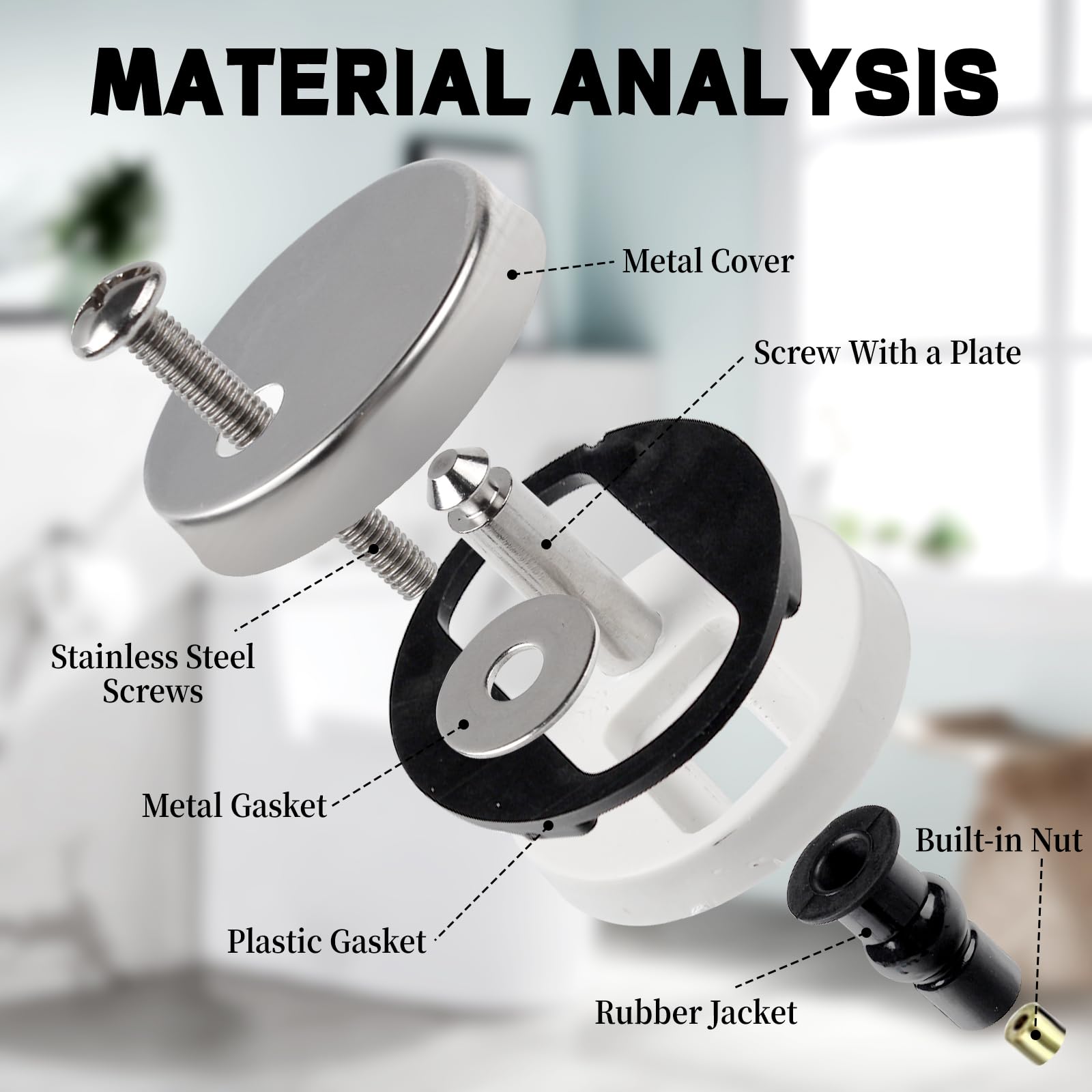 Stainless Steel Hinge Fixing Kit Replacements,Toilet Seat Fittings Fixings, Replacement Hinge with Fittings and Repair Parts, Enhanced Durability Back Replacement Hinge for Toilet (Upgraded Version) - Image 3