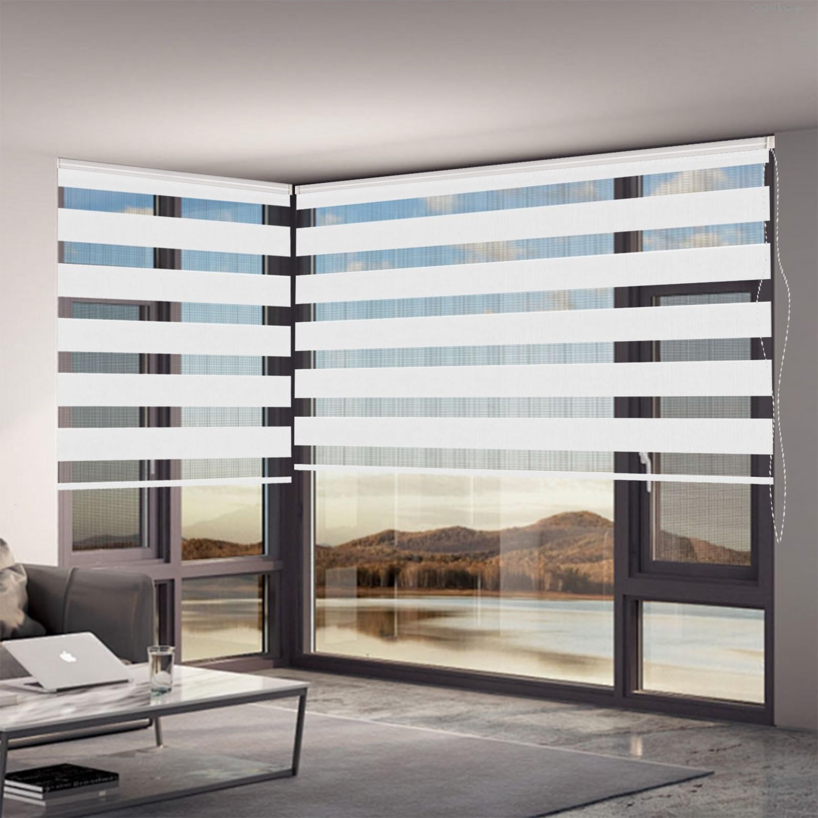 Blackout Roller Blinds 110 x 240 cm UV Protection Light Filtering Temporary Blackout Blinds Easy to Install Fittings Included for Windows Room Darkening, Biały