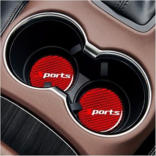 2 PCS Car Cup Holder Coaster, 2.76 Inch Car Carbon Fiber Anti Slip Embedded Coasters, Sports Racing Cup Holder Insert Coaster Pad, Universal Interior Car Accessories (Red/Sports)
