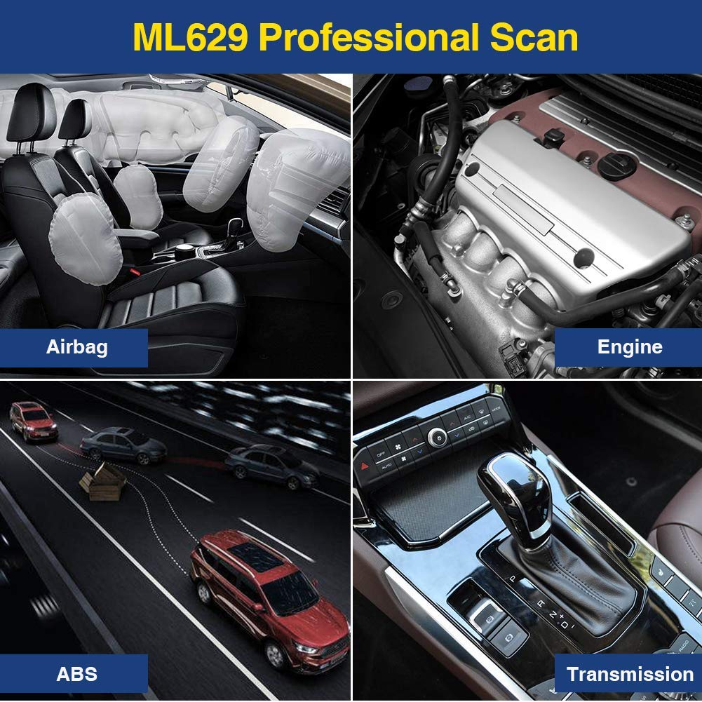 Autel obd2 Diagnosegerät ML629, Airbag/ABS/Motor/Getriebe Fehler lesen mit OBD2 Funktion, OBDII/CAN für VW BMW Benz usw.[14 Sprache Deutsche inkl]