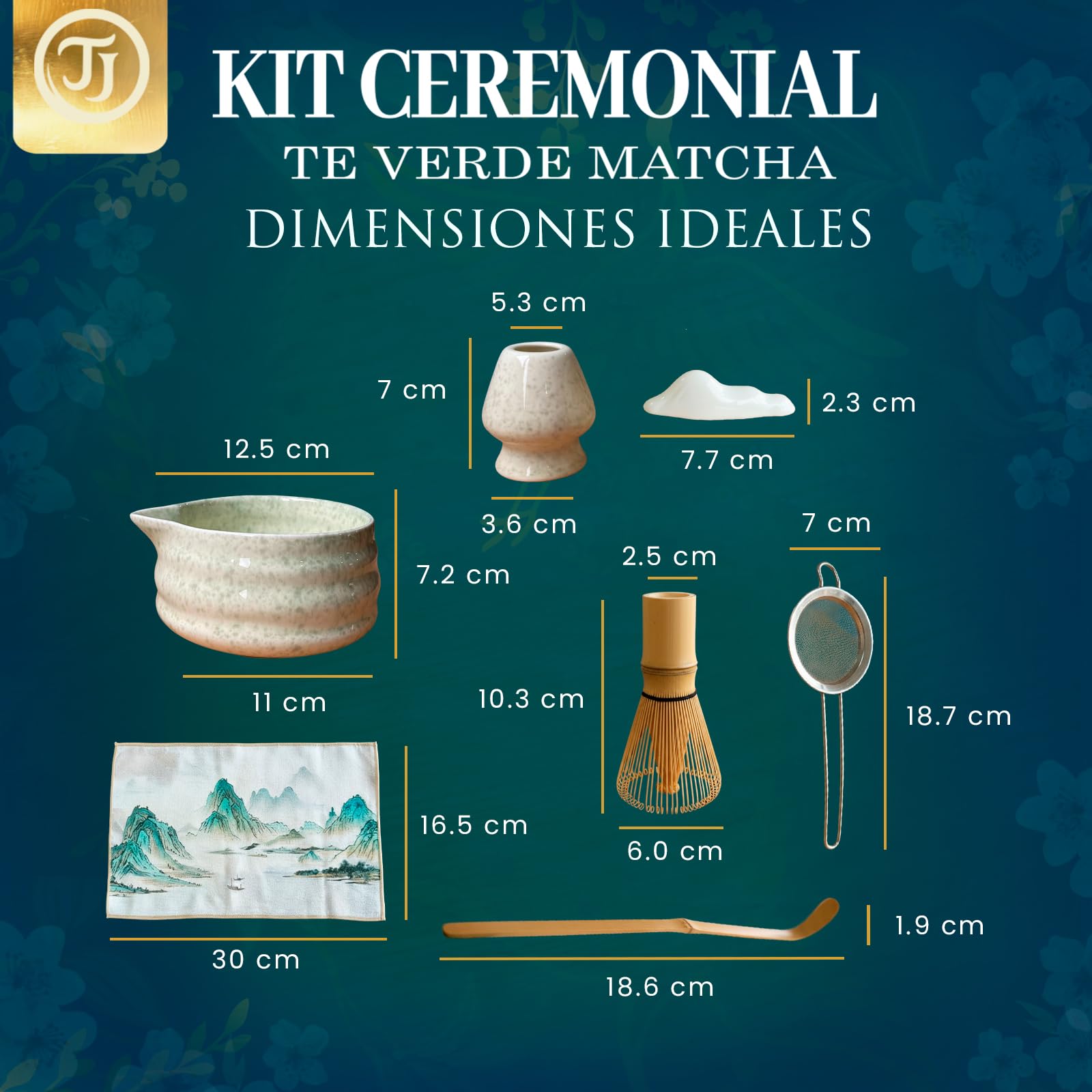 Matcha Kit, set matcha ceremonial completo con lo esencial para un té tradicional de calidad, ideal para principiantes y experimentados, kit té matcha con batidor bambú (Verde Matcha)