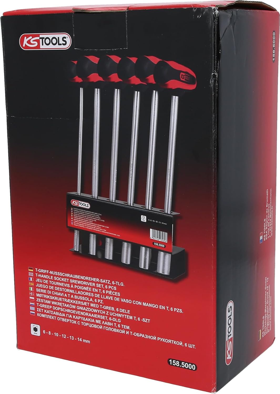 CHROMEplus T-handle socket key set, 6 pcs, 6-14mm