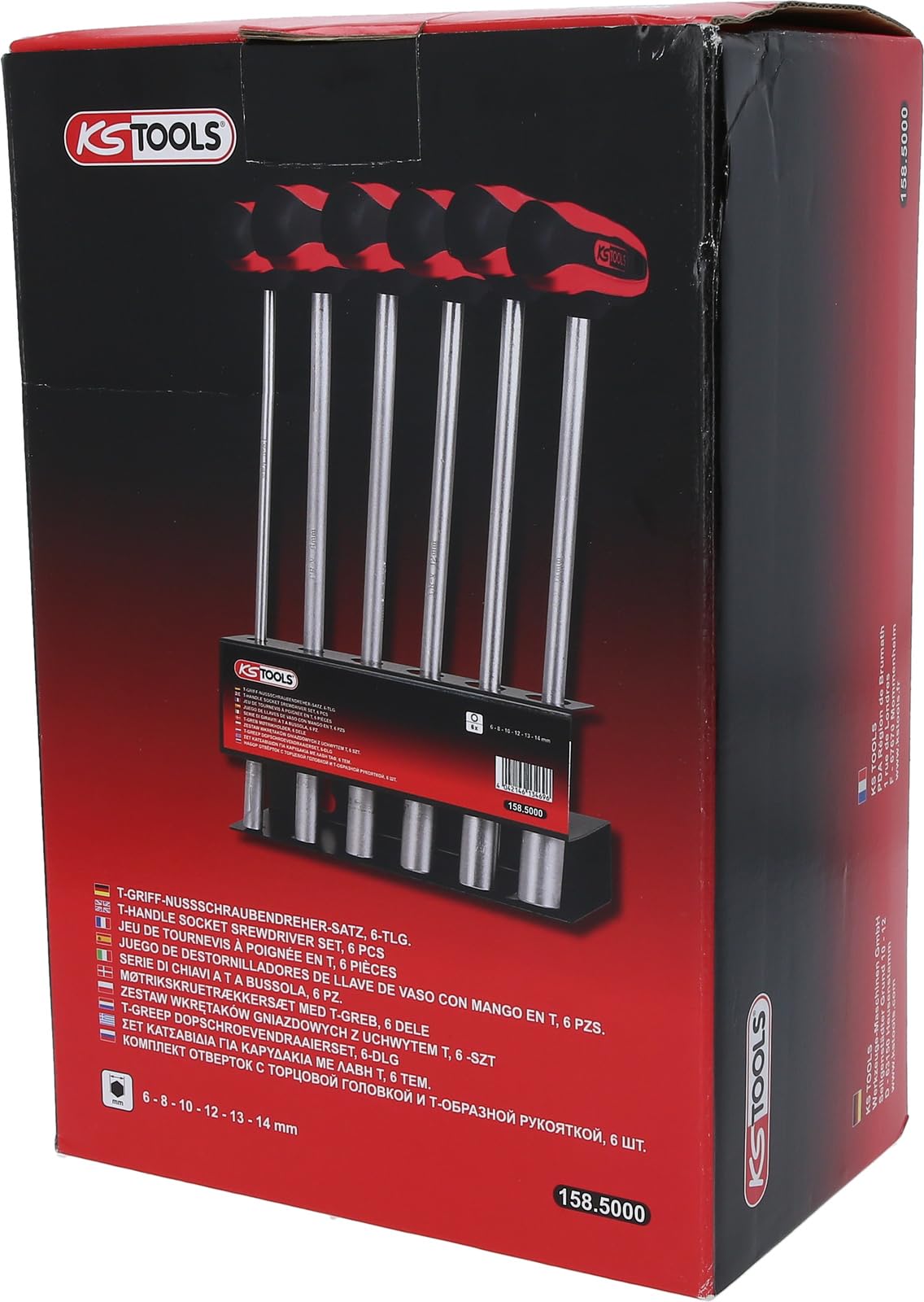 KS Tools 158.5000 Serie di giraviti a T a bussola CHROME 6pz.6-14mm