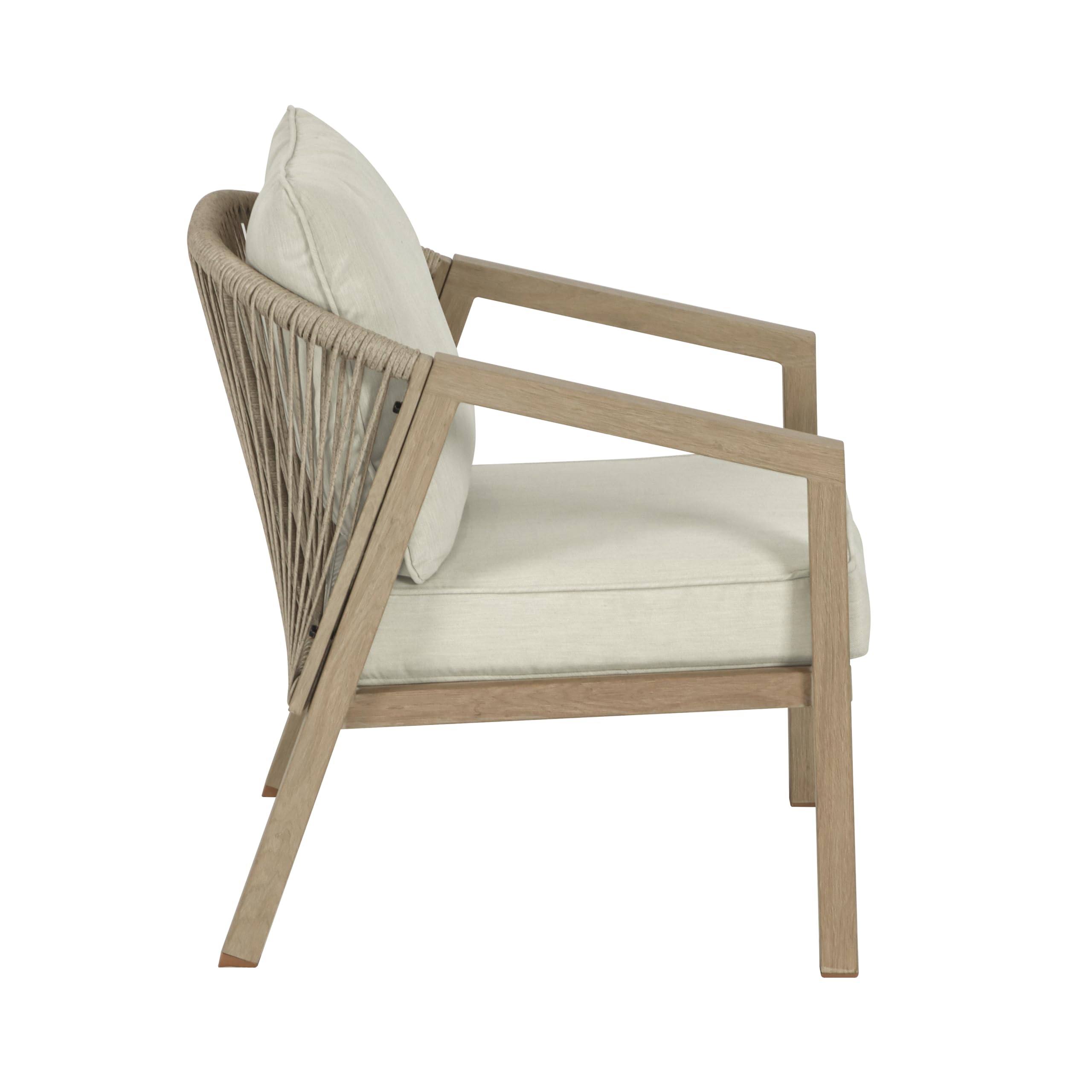Koll Living Lounge-Set Amber | Outdoor Sitzgruppe mit Gartensofa, Gartensesseln & Tisch | Stahlgestellt in Holzoptik | Wetterfest & UV-beständig | Mix & Match Gartenlounge Beige/Braun