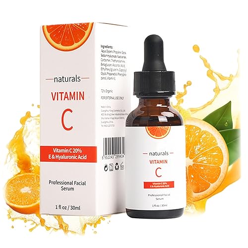 Suero de vitamina C al 20% para la cara, suero facial de vitamina C con hialurónico y aminoácidos que hidrata y regordeta la piel  1 onza líquida