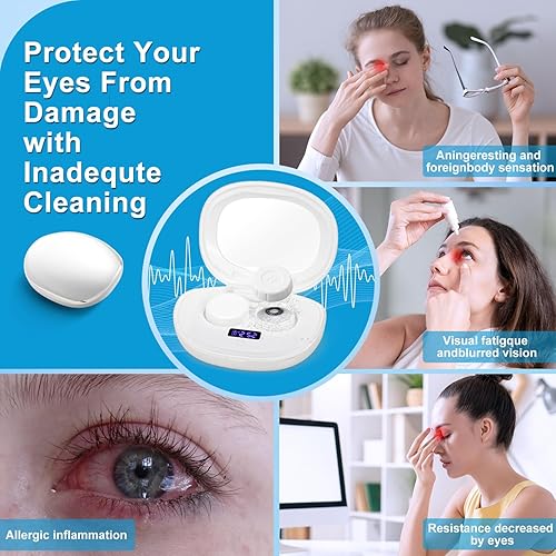 Miniatura 9 de Limpiador de lentes de contacto, máquina de limpieza ultrasónica portátil de lentes de contacto con cargador USB, pantalla de temporizador LED y kit