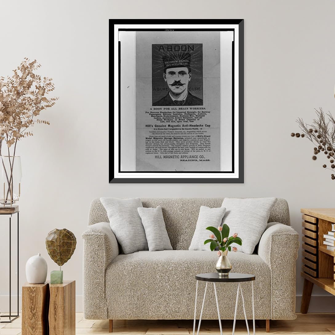 Historic Framed Print, A boon. Hill's genuine magnetic anti-headache cap. A sure cure - 2, 17-7/8" x 21-7/8"