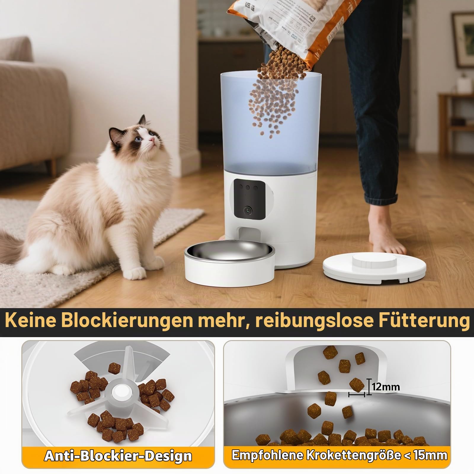 Futterautomat Katze 5L mit Kamera für Trockenfutter