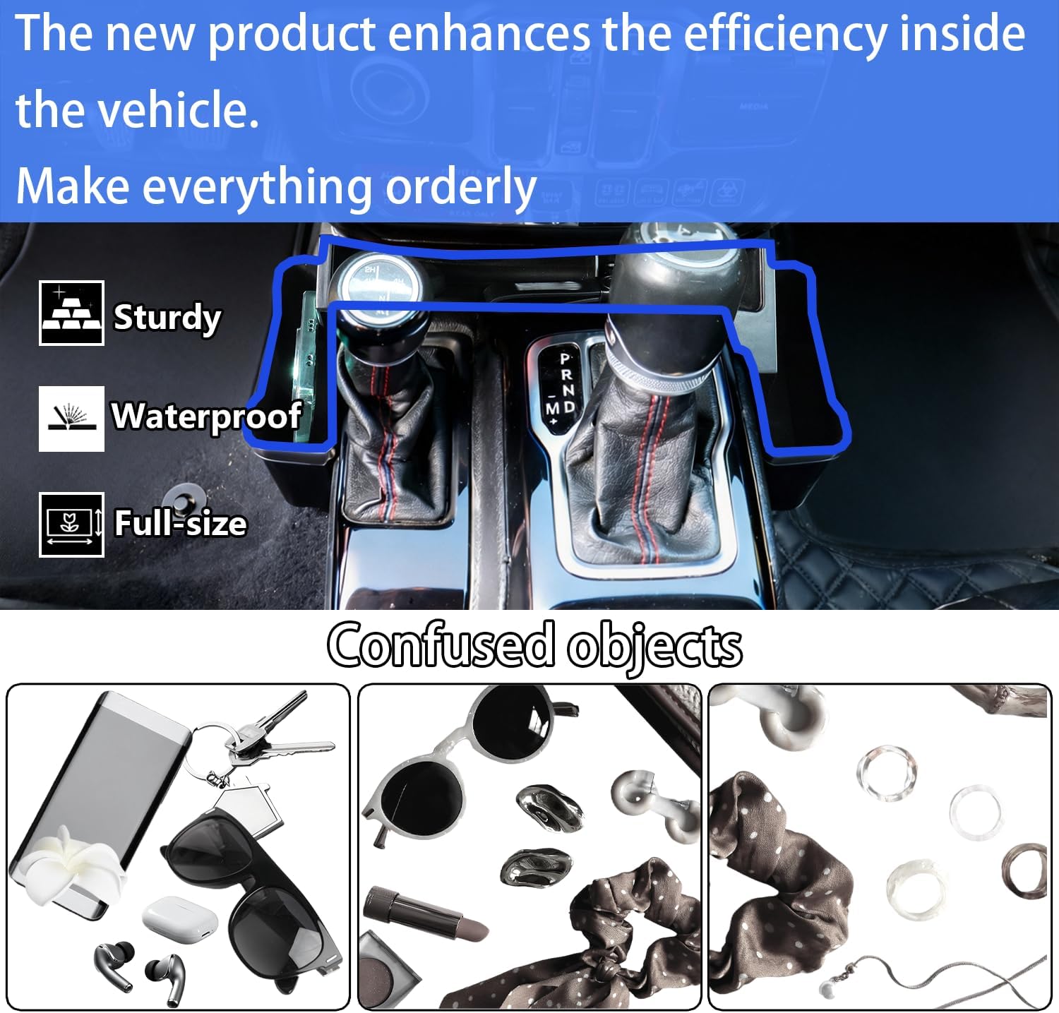 Upgrade Gear Shift Center Console Organizer for Gladiator JT 2020-2026 & Jeep Wrangler JL JLU 4XE 2026 (For 2025 2024 2023 2022-2018 Rubicon Sahara 4xe Gear Shift Storage Box, FLAG)