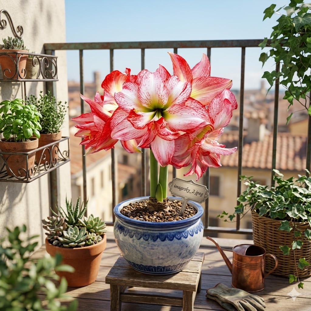 Amaryllis Lily Flower Bulbs, Large Trumpet and Double Petal Blooms, Red, White, Pink, Indoor and Outdoor, Winter Decor, Pack of 5-image-46