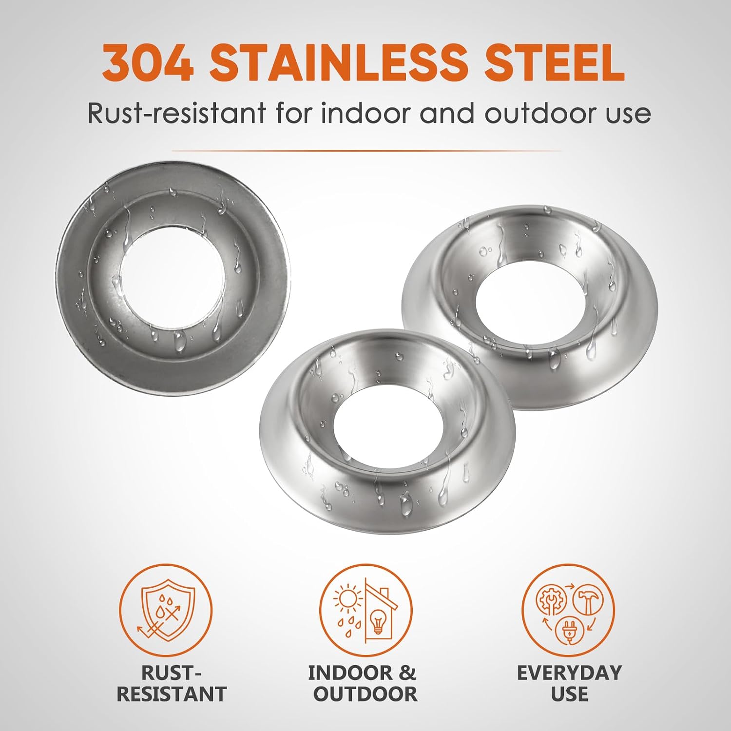 100 PCs #10 Countersunk Finish Washers, 304 Stainless Steel Cup Washers for Flat and Oval Head Screws Silver Pack