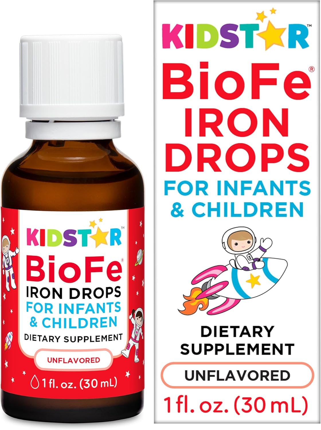 BioFe Pure Iron Drops, Unflavored, for Infants and Children, 1 Fl. Oz., 10mg Elemental Iron, Micronized and Microencapsulated Iron