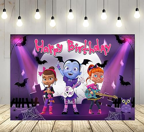 Fondo de Halloween Vampirina Girl para fiesta de cumpleaños, fondos de fotos de Vampirina, tema de cumpleaños, cartel de baby shower, 59 x 38