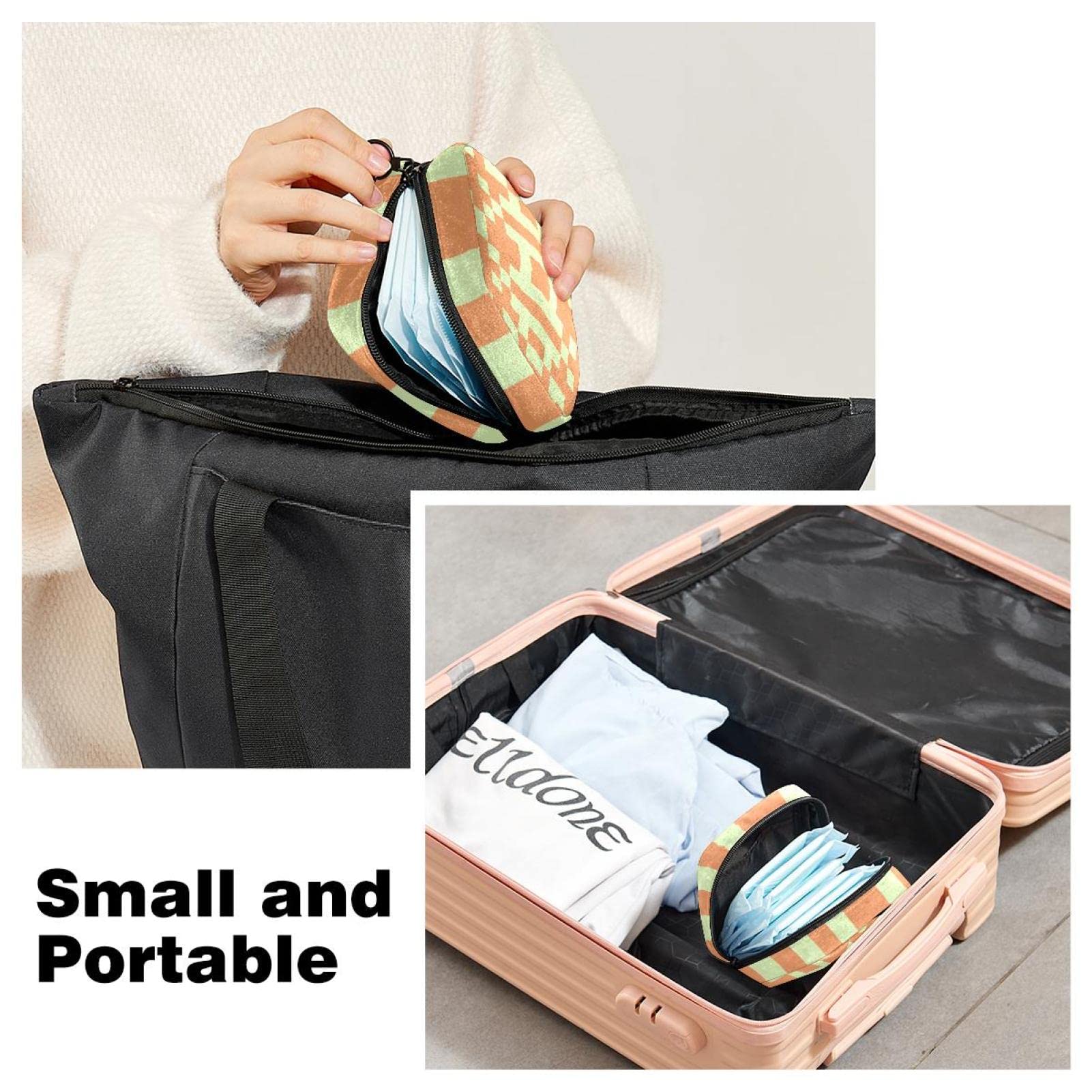 Perioden-Tasche für Teenager, Mädchen, farbenfroher Druck, Damenbinden, Aufbewahrungstasche, Stillunterlage, Tampon, Reißverschluss, Beutel für Mädchen, Frauen, Damen, 11,9 x 16,8 x 16,8 cm