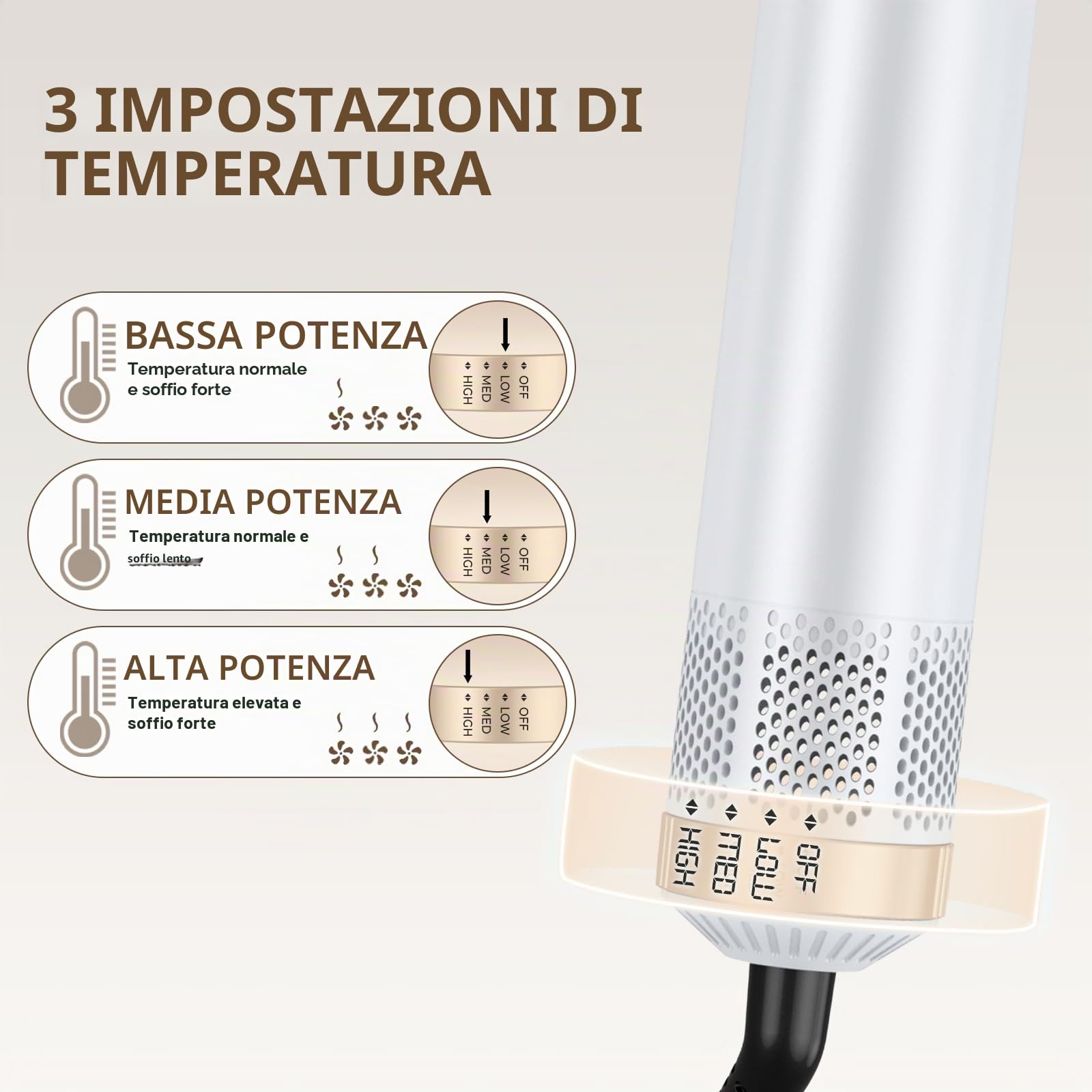 Set di styler per capelli 5 in 1, con asciugacapelli, 5 in 1, con spazzola rotonda, per capelli ad aria calda, asciugacapelli, ferro arricciacapelli, spazzola termica ad aria, per lisciare, asciugare