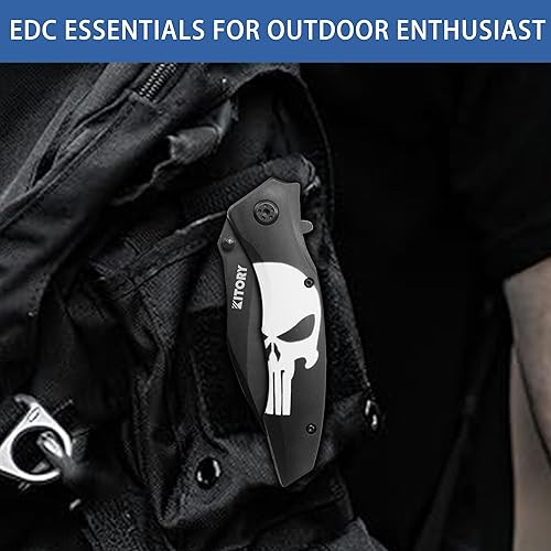 Miniatura 5 de Kitory Cuchillo de bolsillo, cuchillo plegable EDC al aire libre, multiuso de acero inoxidable 8Cr15MoV, hoja de pico de halcón negro, estilo