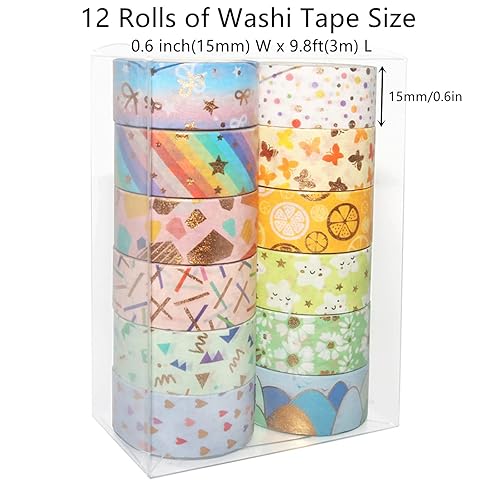 Vista 16 de Juego de 12 rollos de cinta adhesiva Galaxy Washi, cinta adhesiva decorativa de lámina dorada para álbumes de recortes, diario, planificador, Galaxy