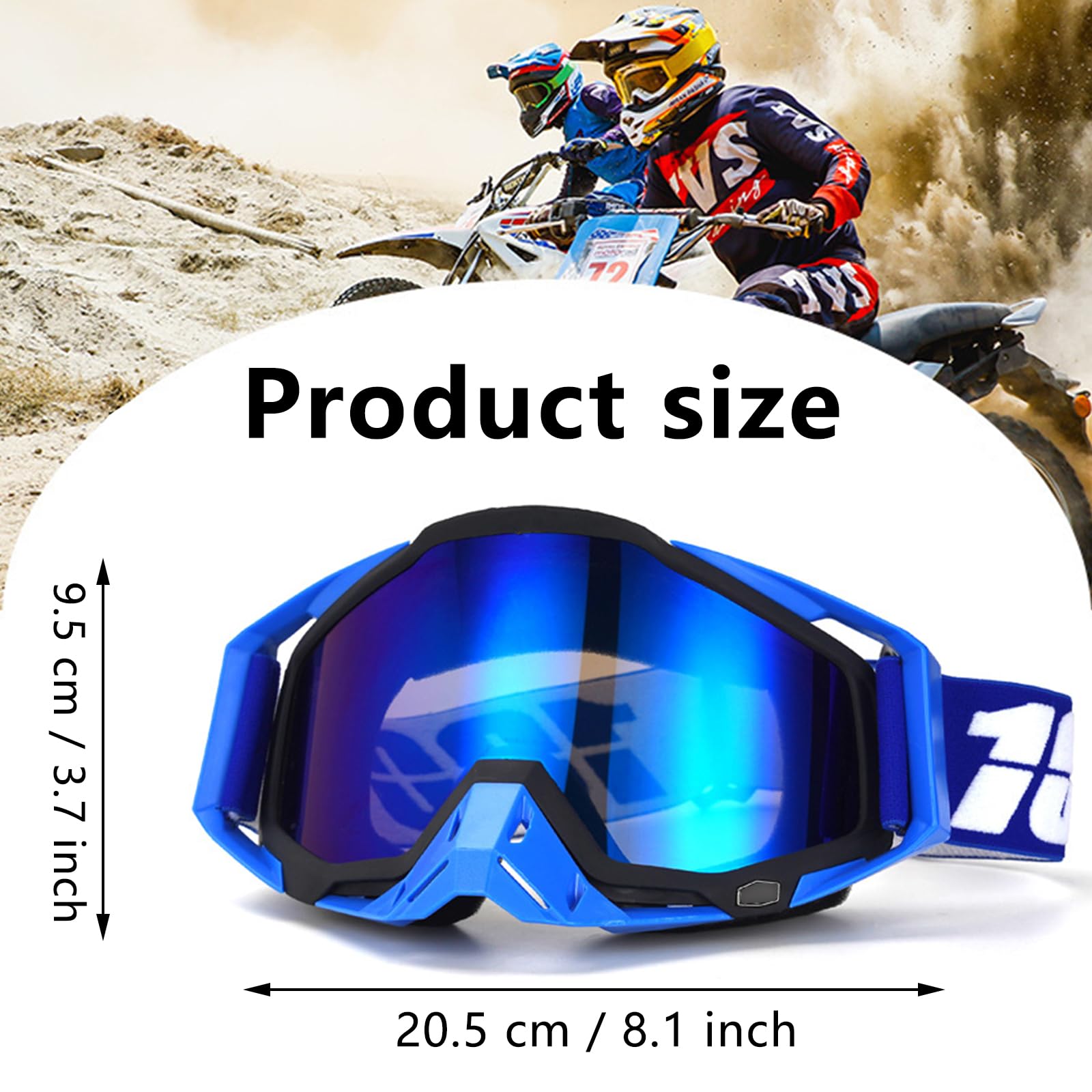 Lunettes de motocross, lunettes de motocross coupe-vent et étanche à la poussière, lunettes de ski, lunettes de cross pour dirt bike, lunettes anti-buée et UV pour ski, lunettes de course tout-terrain