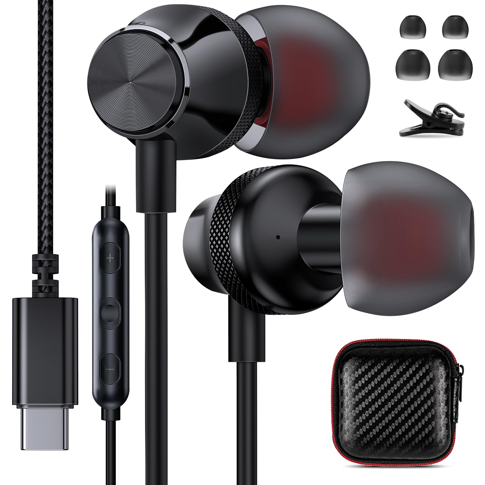 USB C Headphone for iPhone 17 16 Pro Max 15 Plus iPad 10 11 Air 5th Pixel 9a, COOYA Type C Wired Earbuds for Samsung S25 Ultra A16 Fold 7 S23 A56 HiFi