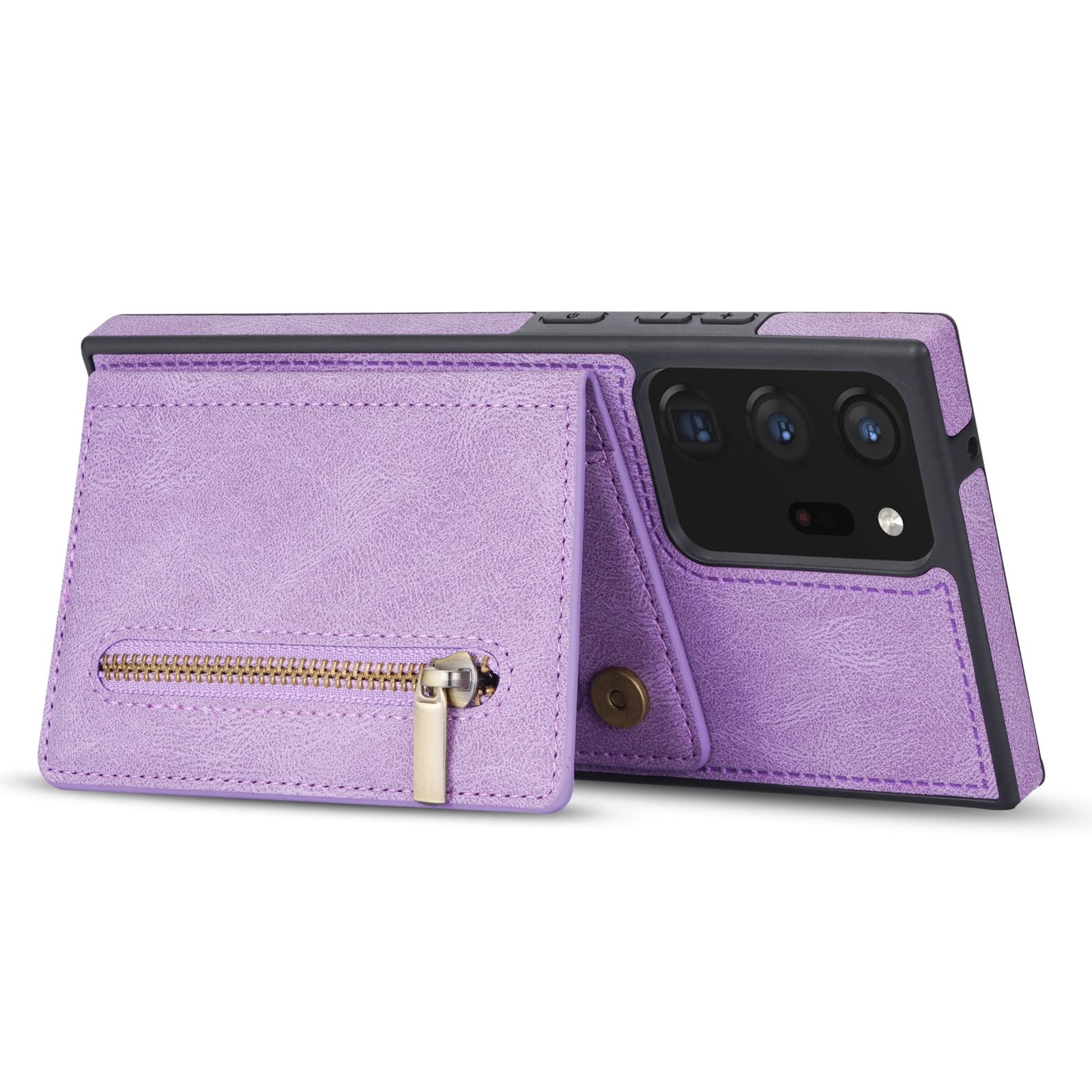 Custodia per Samsung Galaxy S22/S22+/S22 Ultra, Cerniera Custodia Portafoglio con Tasche Premium in Ecopelle Antiurto Cover Posteriore Flip TPU Protezione Case,Viola,S22plus 6.55"