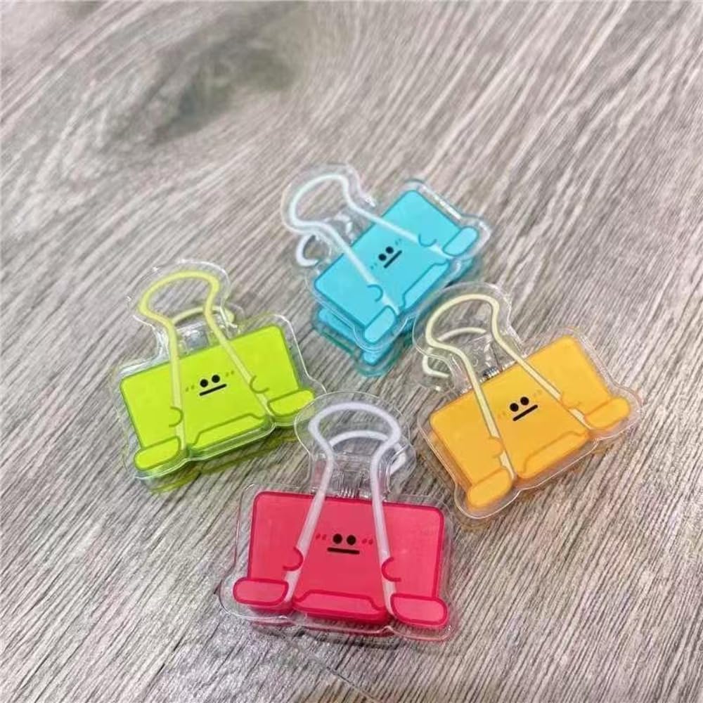 Confezione da 10 clip multicolori in acrilico per raccoglitori a forma di viso carino, clip per pianificazione, forniture per ufficio, cancelleria (giallo)