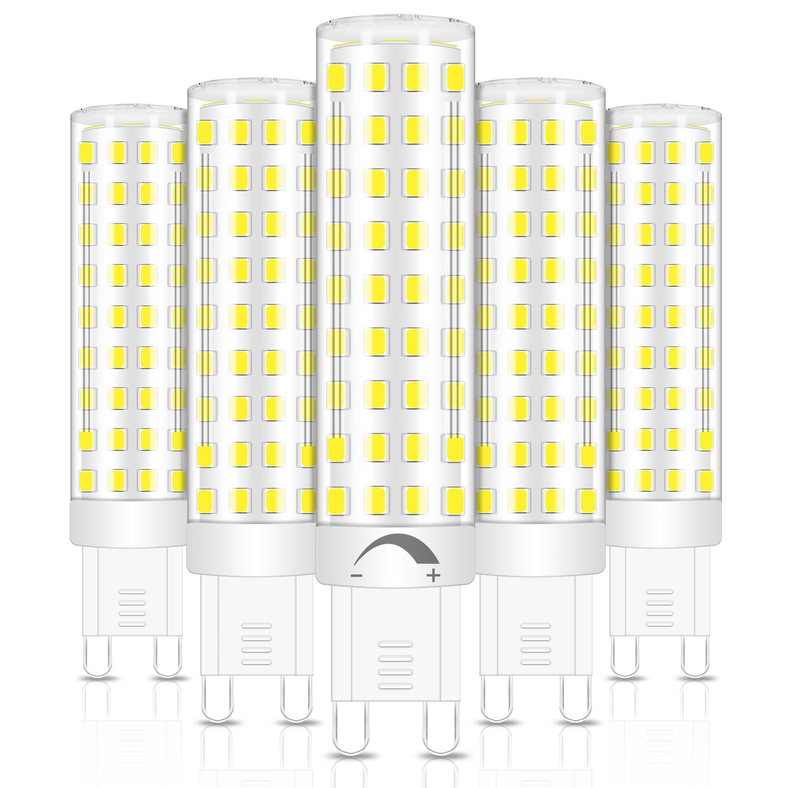 TZHILAN G9 LED Bulbs 9W Cool White 6000K,Dimmable Equivalent to 80W G9 Halogen Lamp, 880LM 220V-240V, for Chandelier, Floor Lighting, Ceiling Lights, 5-Pack