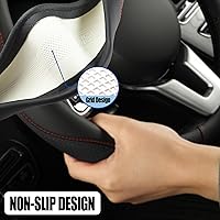 Vista 4 de Funda de cuero de microfibra en forma de D, transpirable, antideslizante, de 13.5 a 14 pulgadas, color negro