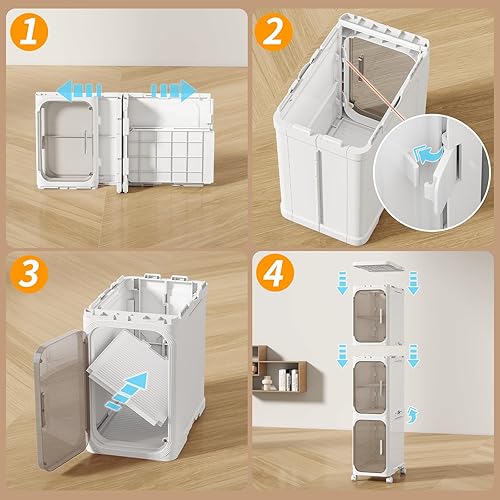 Miniatura 8 de KHNR Armario de almacenamiento de baño delgado de 3 niveles, gabinetes de almacenamiento plegables, almacenamiento de baño estrecho, organizador de