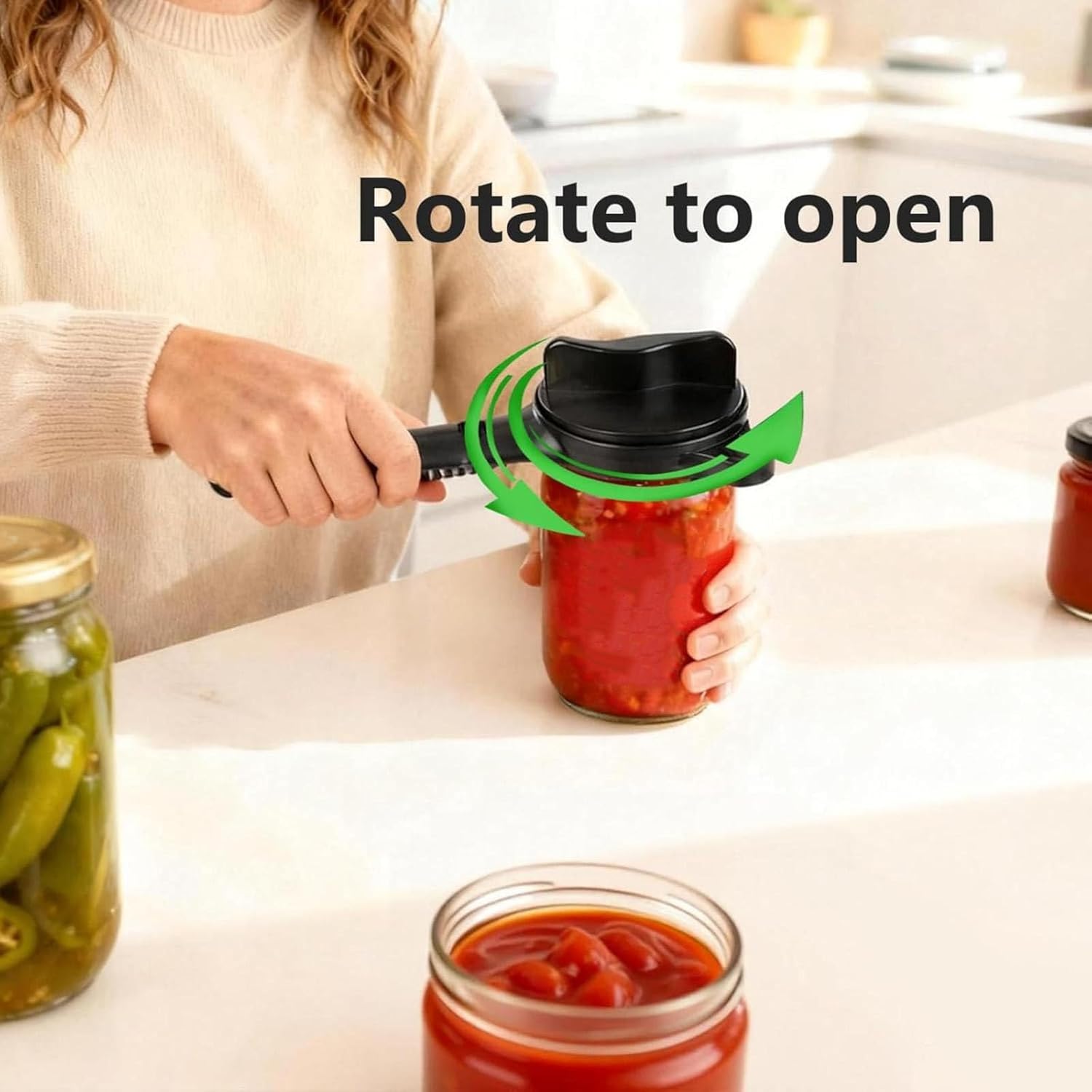 4 in 1 Multi-Purpose Jar Opener, Adjustable Three Claw Bottle Opener with Non-Slip Teeth, Multi Size Lid Tool for Jars Cans Wine Bottles, Ideal Kitchen Helper for Home Use Jar Openers for