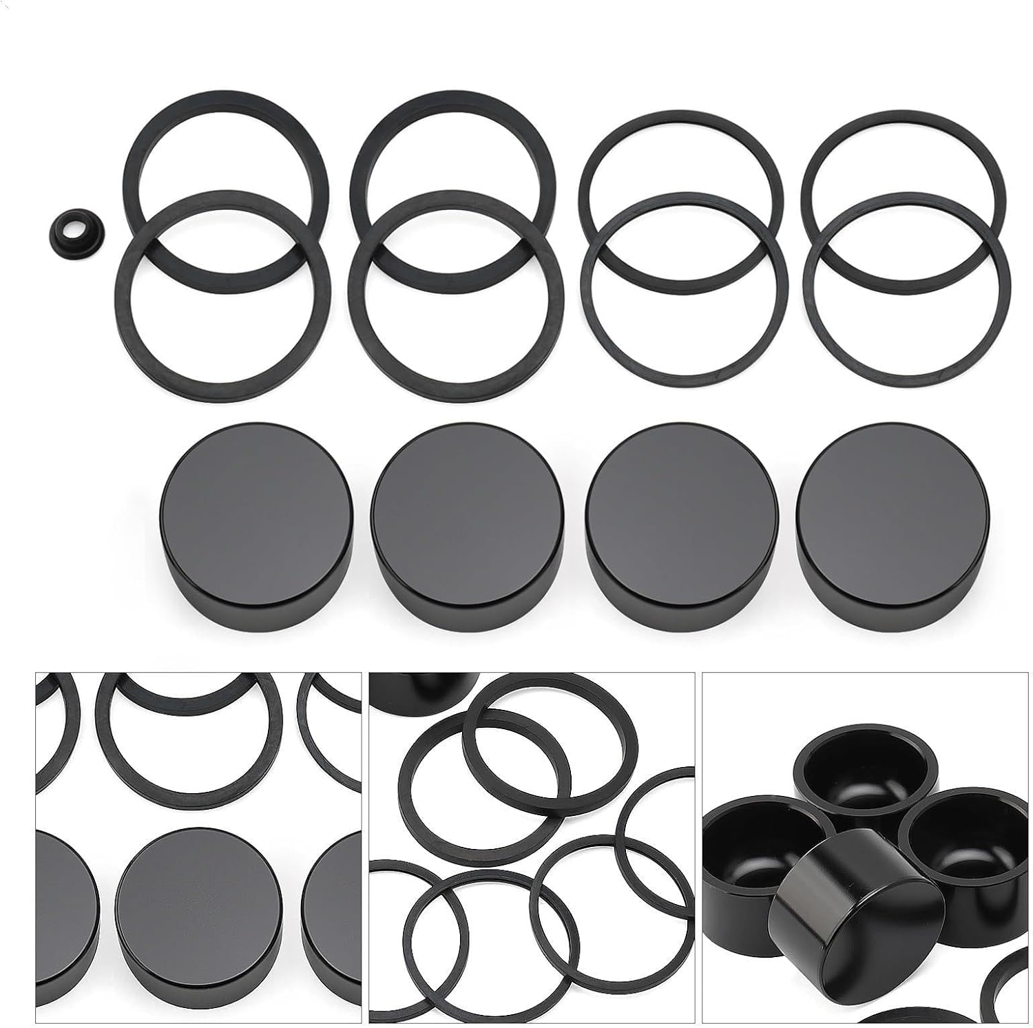 Front Brake Caliper Rebuild Kit Caliper Piston Seals Kit 43027-08 for Harley Touring Electra Road Street Glide Road King 08-22