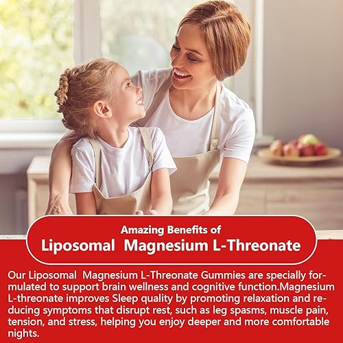 Miniatura 6 de Gomitas de treonato de magnesio liposomal de alta potencia de 3000 mg, liposomales mejoran el 98% de absorción, suplementos de L-treonato de