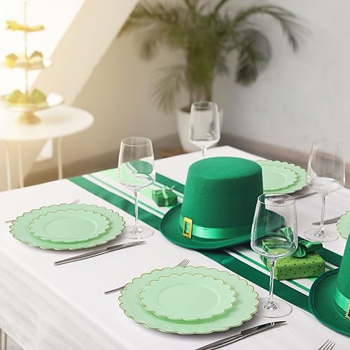 Miniatura 4 de 60 platos de plástico para servir 30 platos de plástico desechables festoneados, platos llanos, platos de postre, decoración de regalo a granel para