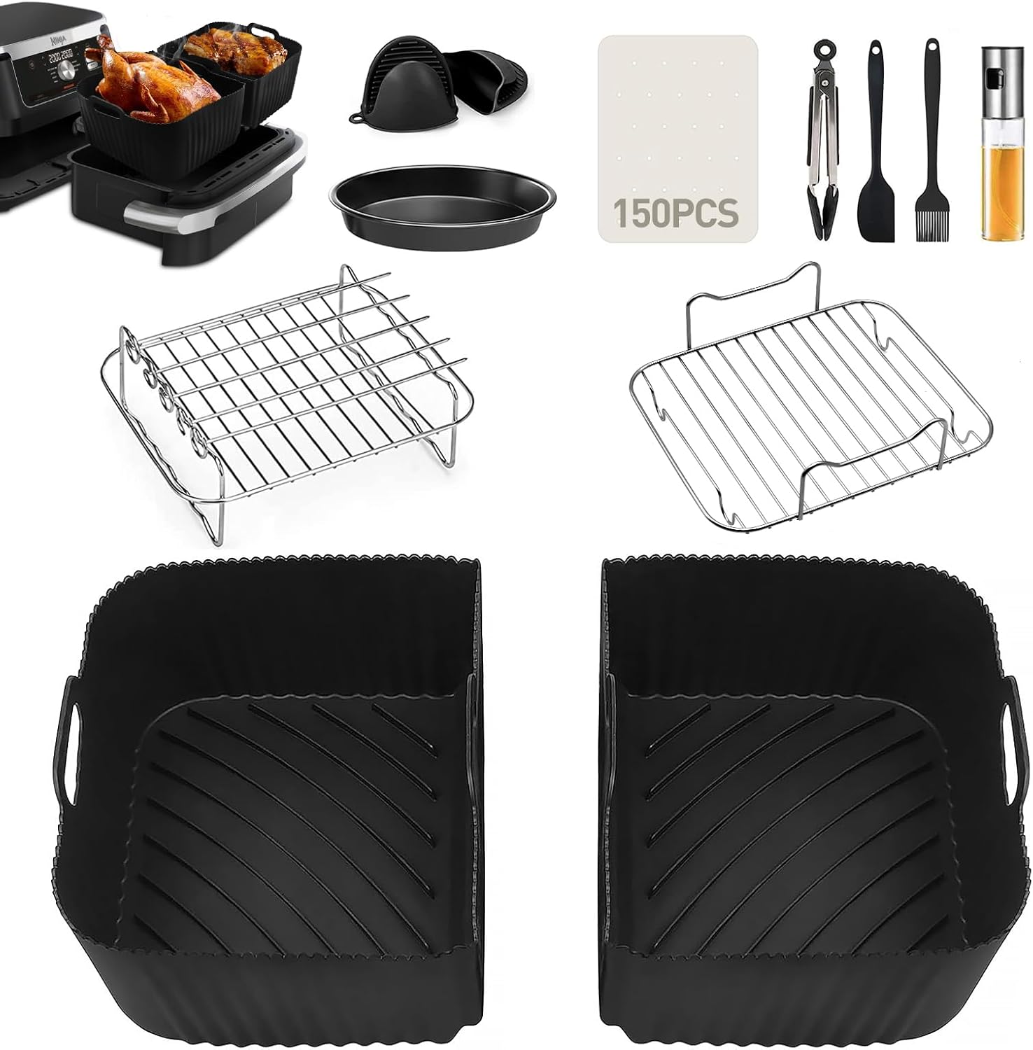 10Piece Silicone Mould Hot Air Fryer Accessory Set for Ninja Foodi