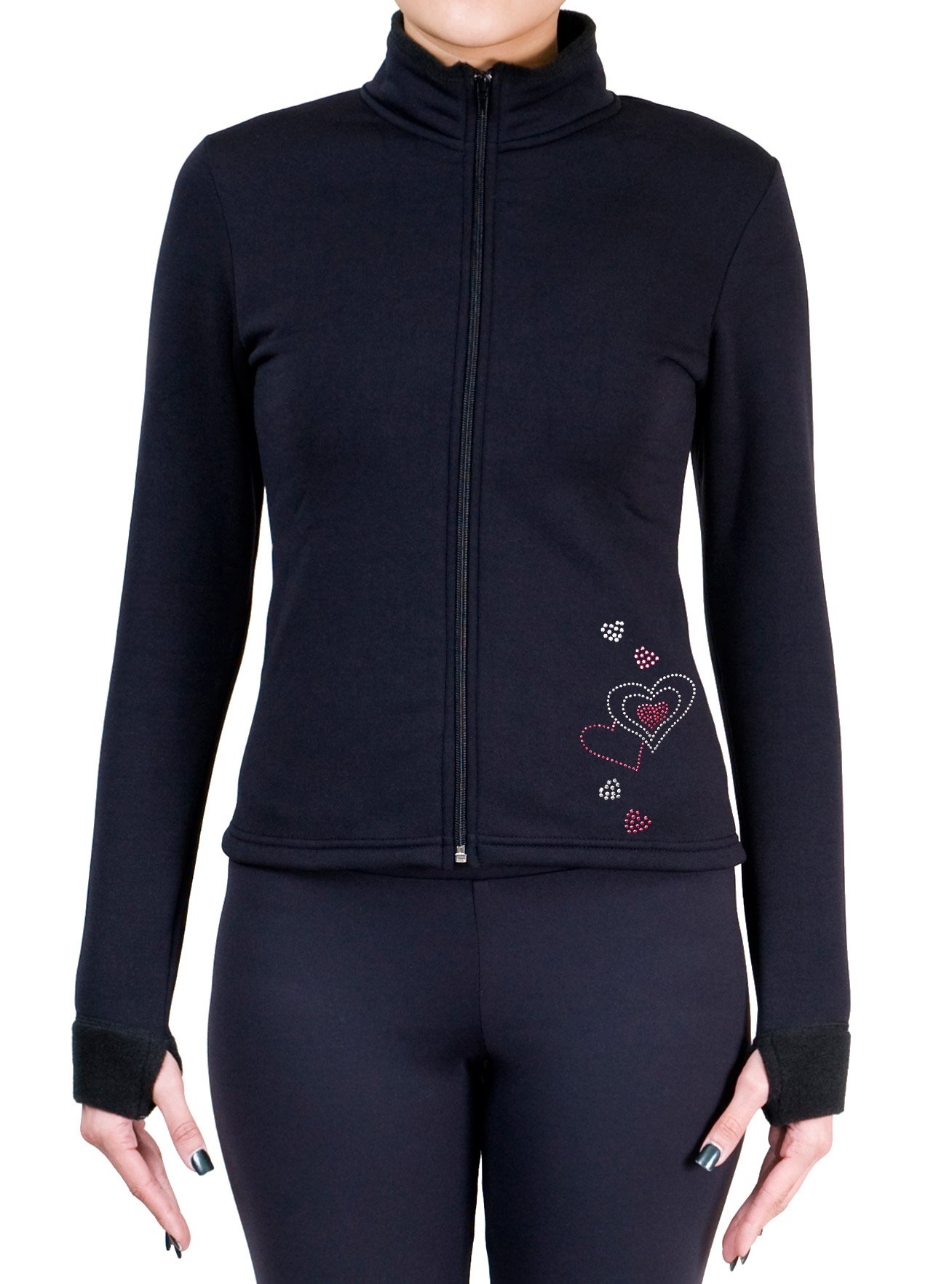 NY2 SPORTSWEAR Figure Skating Polartec Polar Fleece Jacket with Rhinestones JR45F - Adult Sizes - (Adult Large)