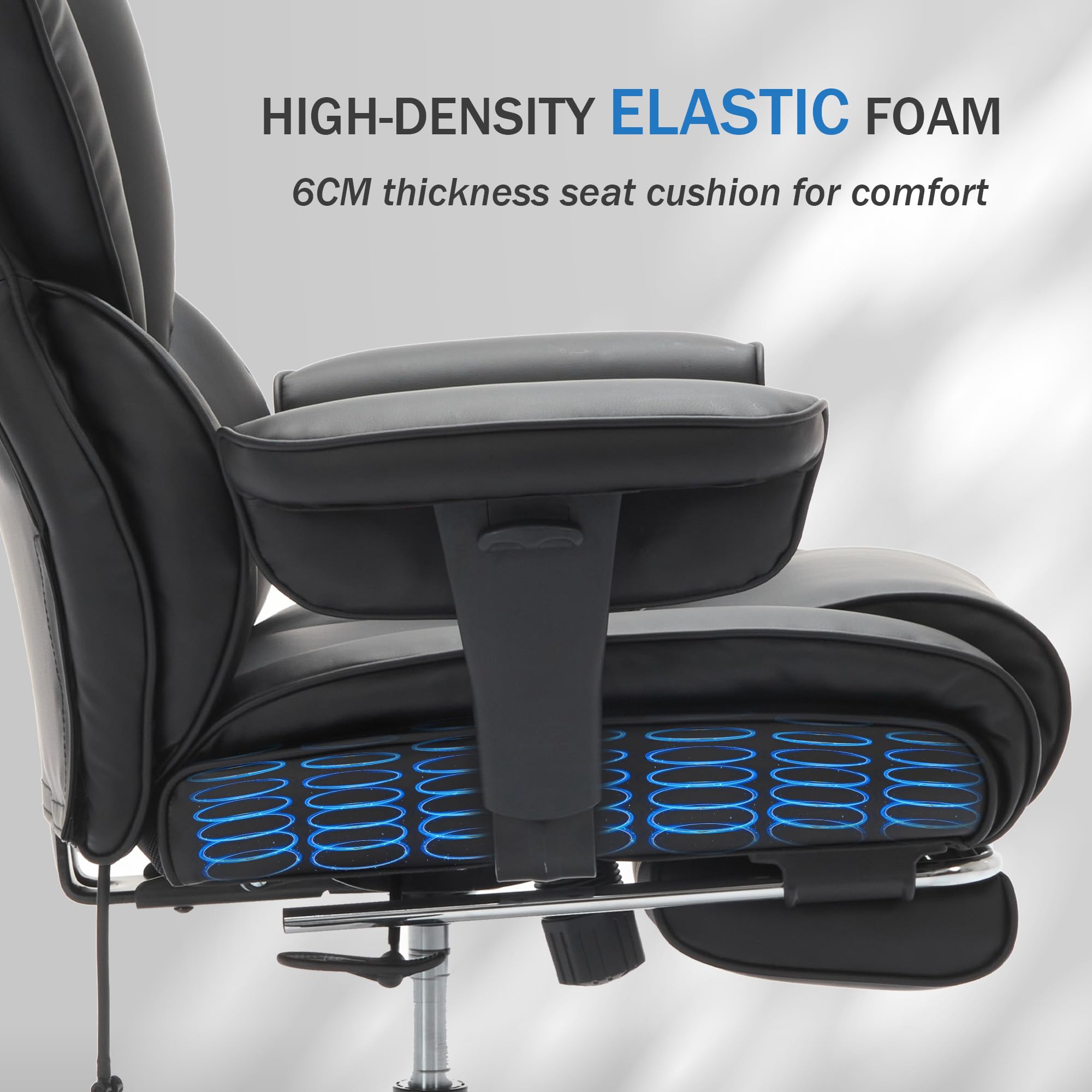 Sedia da ufficio con poggiapiedi e supporto lombare, sedia da gaming ergonomica in pelle PU con poggiatesta regolabile, poltrona relax con schienale alto con funzione di inclinazione 90-130°, sedia