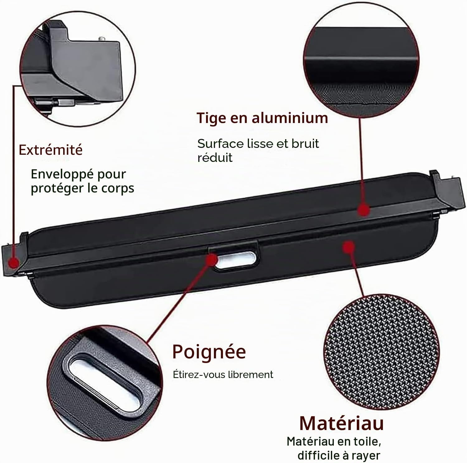 Copri-carico Retrattile per Land Cruiser/Prado FJ150 2010-2018 | Installazione senza fori. Copri-carico per bagagliaio. Impermeabile antigocce. Nasconde gli oggetti. Pulizia veloce.