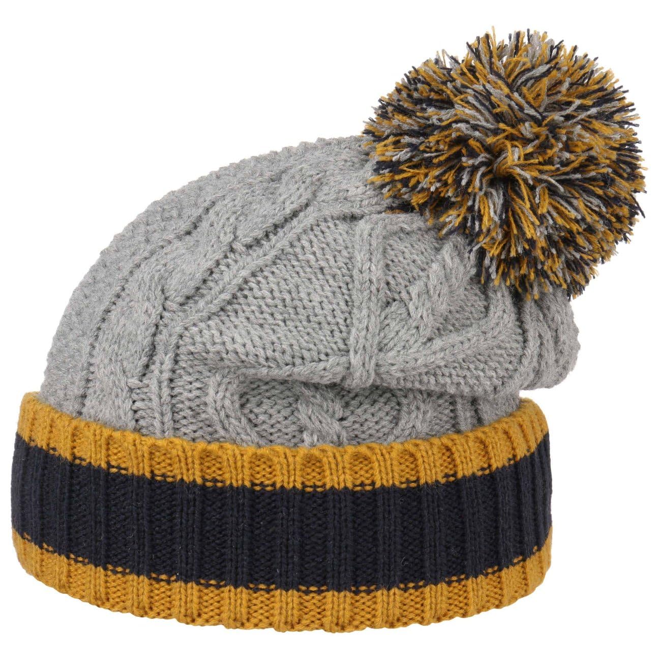 Lipodo Women's Grey Tricolour Bobble Hat By