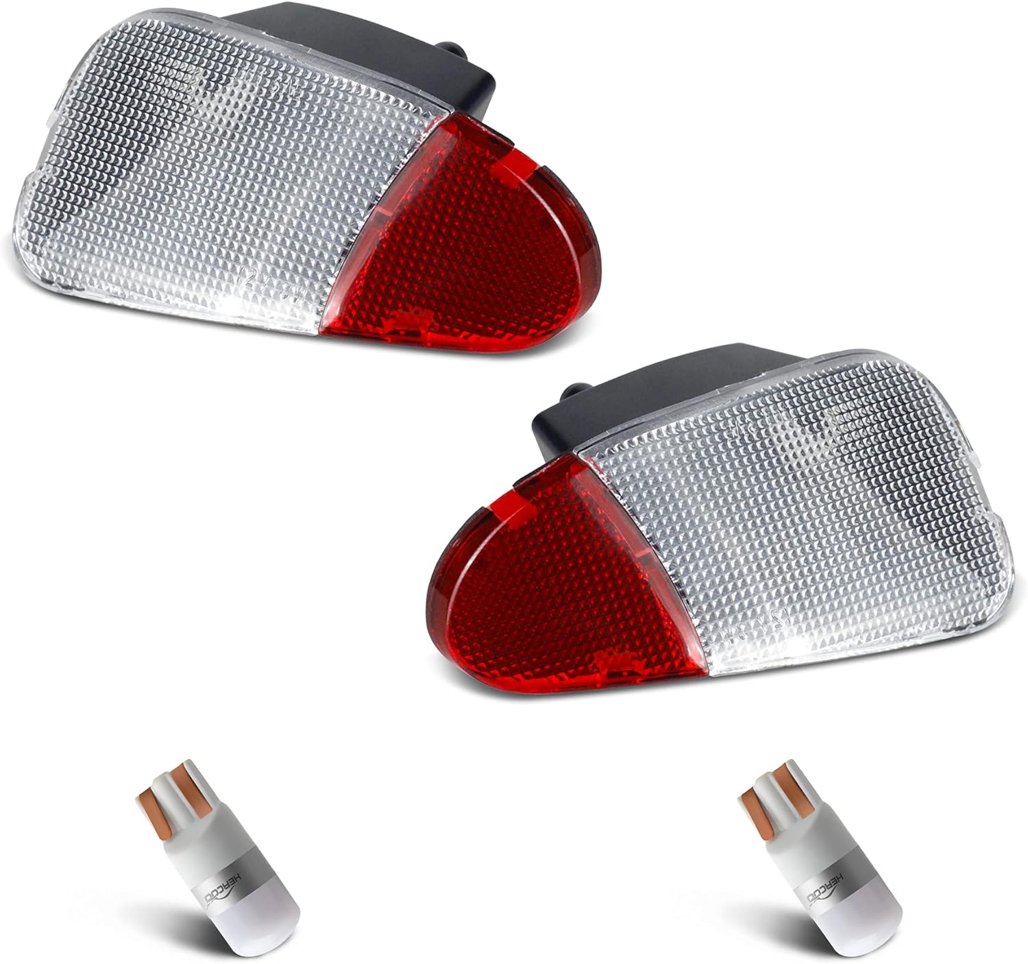 HERCOO LED Door Panel Light Interior Door Courtesy Lights Lens Cover Lamp Housing