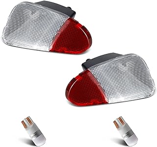HERCOO LED Door Panel Light Interior Door Courtesy Lights Lens Cover Lamp Housing White Blubs Assambly Compatible with Ford F150 1997-2003 F-250 1997-1999, Pack of 2