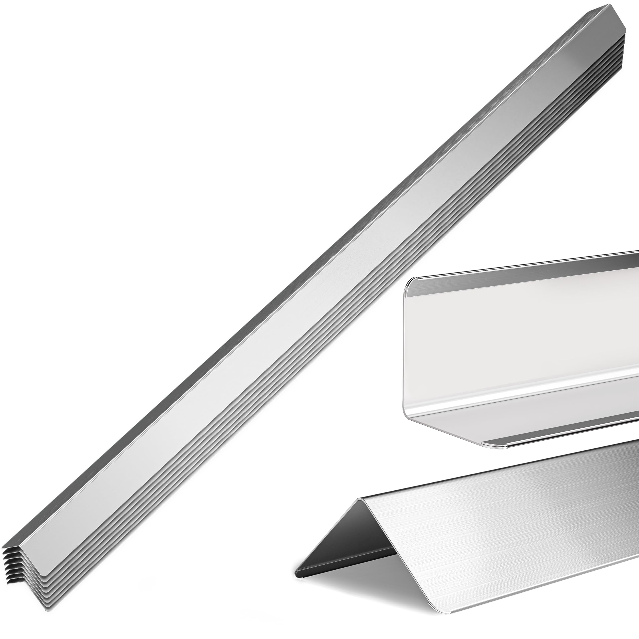 10pcs Wall Corner Guards 2x2x96 Inches 304 Stainless Steel Heavy Duty Rounded Corner Protector, Smooth Folded Edge Design for Wall Protection Silver No Adhesion