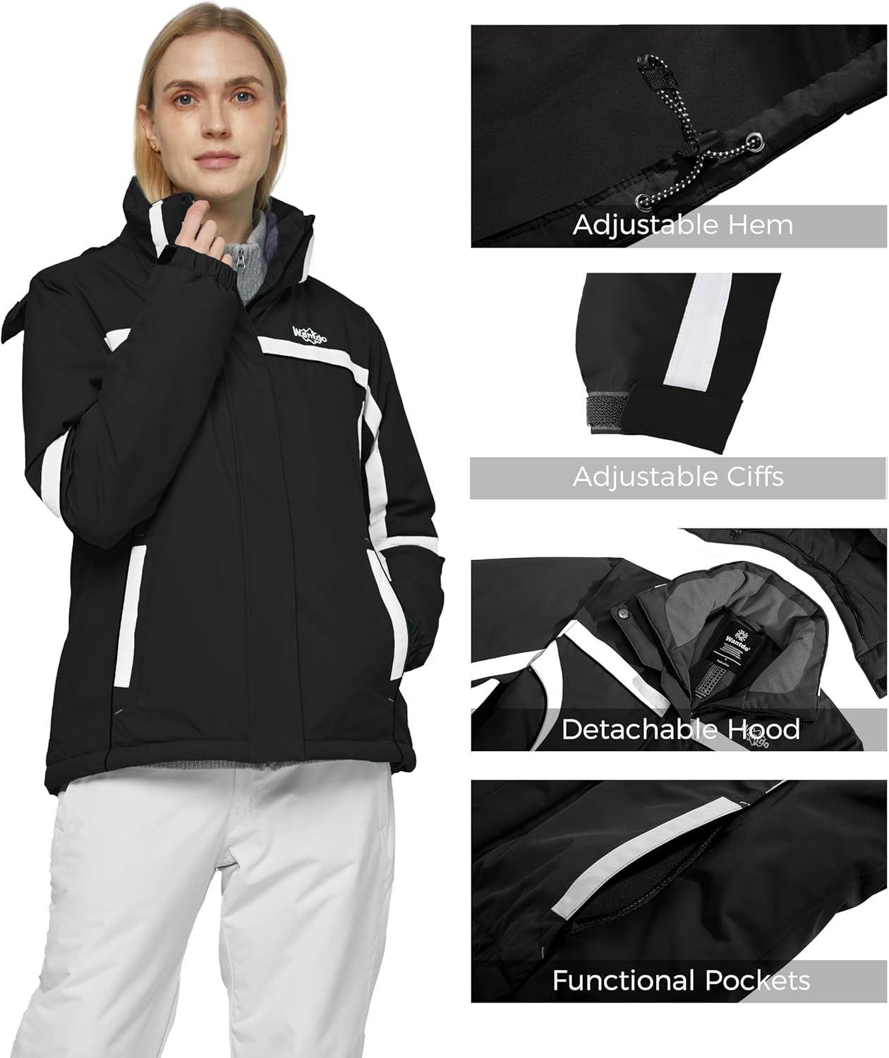 wantdo Women's Waterproof Ski Jacket Warm Winter Snow Coat Windproof Snowboarding Jackets Insulated Parka - Image 2