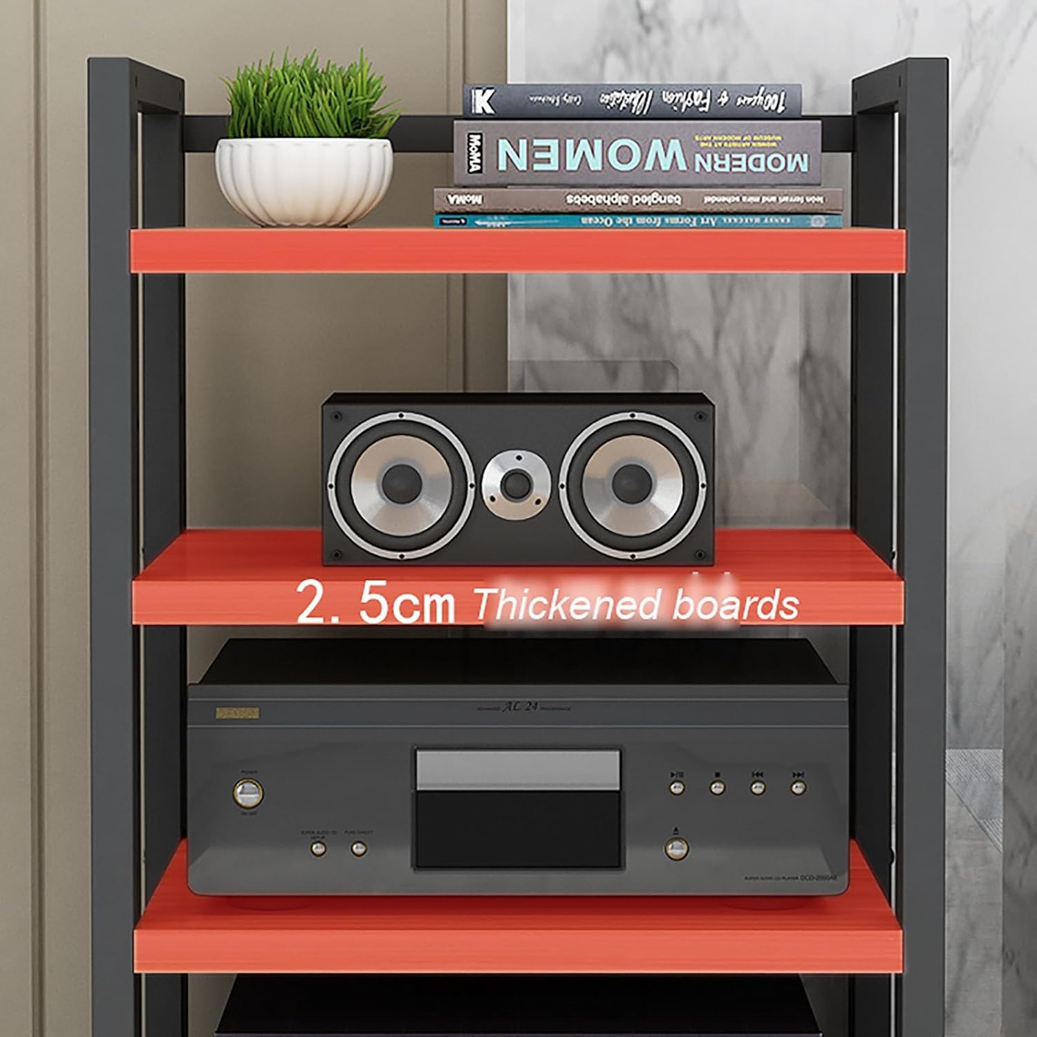 Media Stand with 3-Tier Shelves, Modern AV Cabinet for Entertainment Stereo Components, Sturdy Audio Rack Stand Tower for Living, Gaming, Recording Room (Color : C) image 4