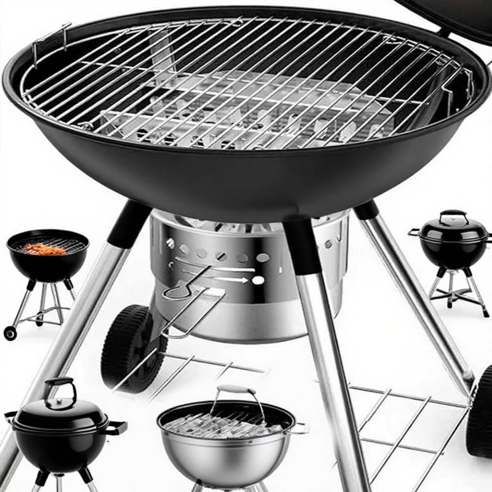 Bardzo gruby okrągły ruszt do grillowania ze stali nierdzewnej 30/35/40 cm, idealny na kemping, piknik, do ogrodu, akcesoria do grilla, idealne do grillowania