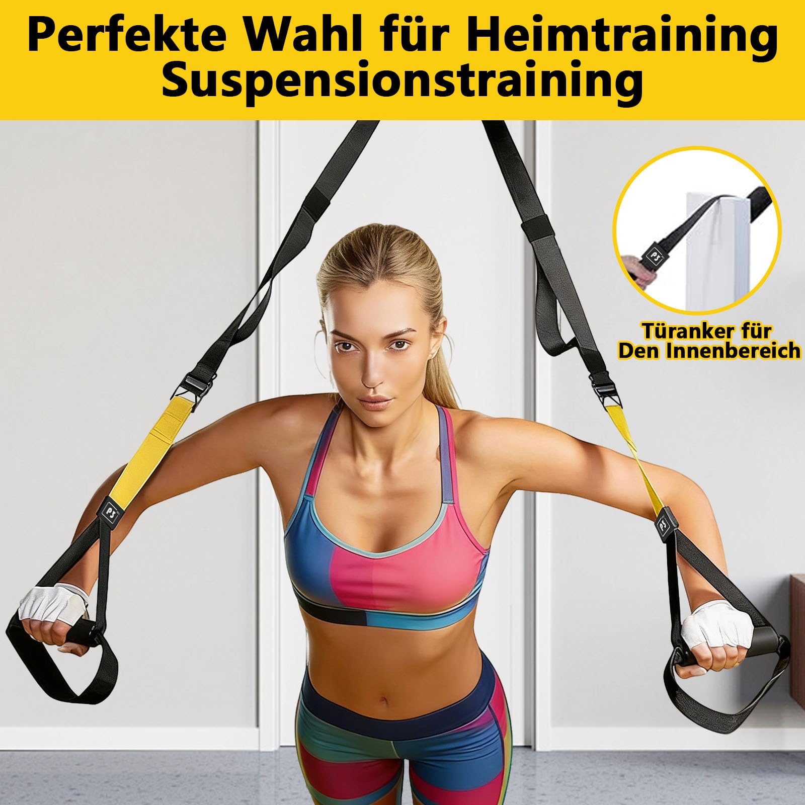 Entraîneur en boucle avec ancrage de porte et sangle de fixation, ceinture d'entraînement en suspension équipée d'un Dai allongé, sac de rangement pour la maison, l'extérieur et les voyages