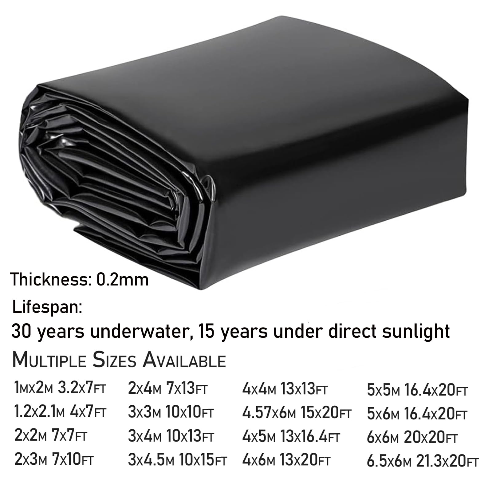 Fodera per laghetto in HDPE, spessore 0,2 mm, resistente, per stagni prefabbricati esterni, stagni per tartarughe, telo impermeabile 4 x 1 m, per pesci e piante