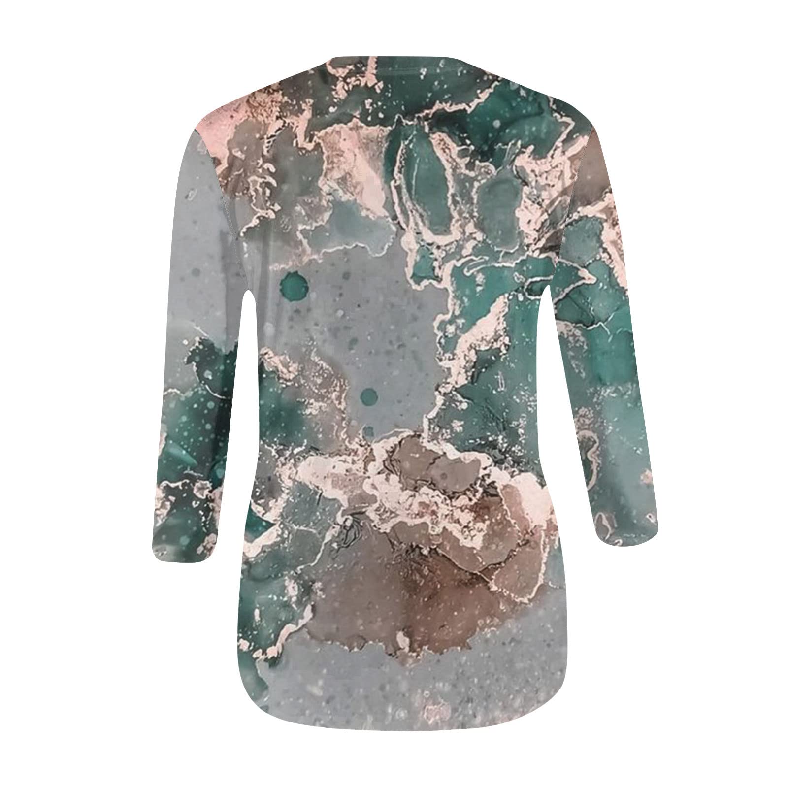 Kanpola T-shirt damski, biały, z krótkim rękawem, nadruk 3D, rękawy 3/4, okrągły dekolt, tunika, na lato, elegancka koszulka letnia, szary, S
