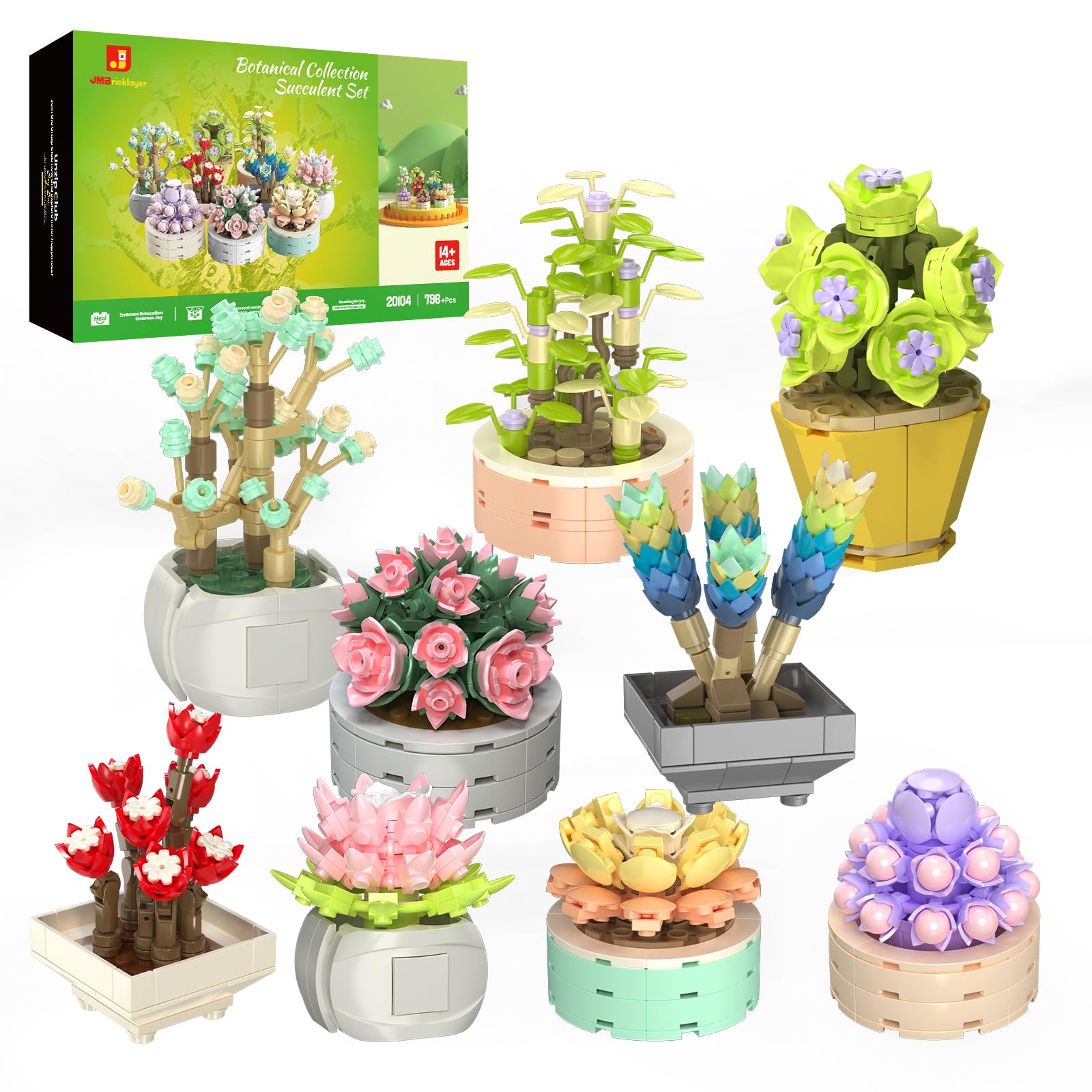 Amazon.com: JMBricklayer Succulent Flowers Building Set for Adults