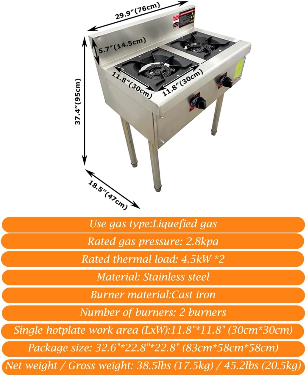 Commercial Floor Model Double Burner Stock Pot Stove Liquefied Gas Burner Gas Stove