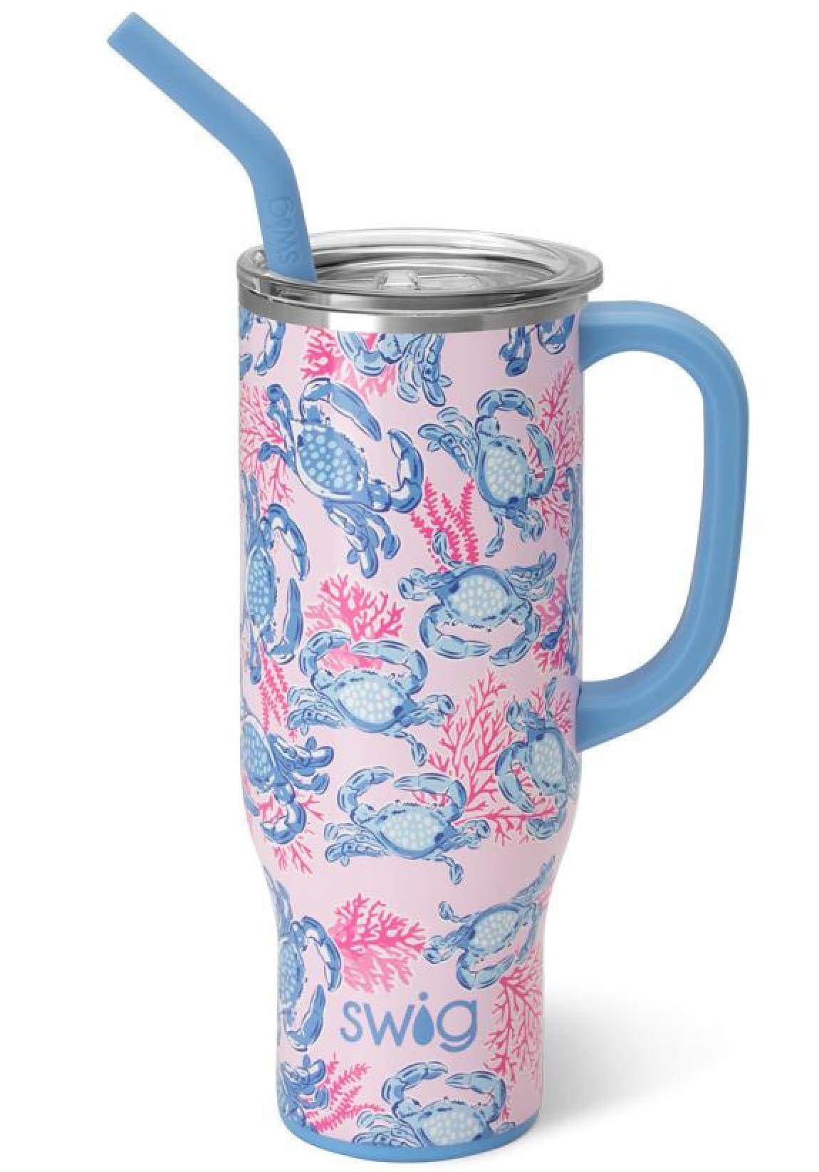 Swig Life30oz Mega Mug, 30 oz Tumbler with Handle and Straw, Cup Holder Friendly, Dishwasher Safe, Extra Large Insulated Tumbler, Stainless Steel (Get Crackin)